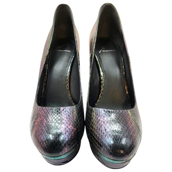 Brian Atwood Ferguson Platform Stiletto Heels Metallic Snake NEW Women's Sz. 8.5 - Picture 5 of 10